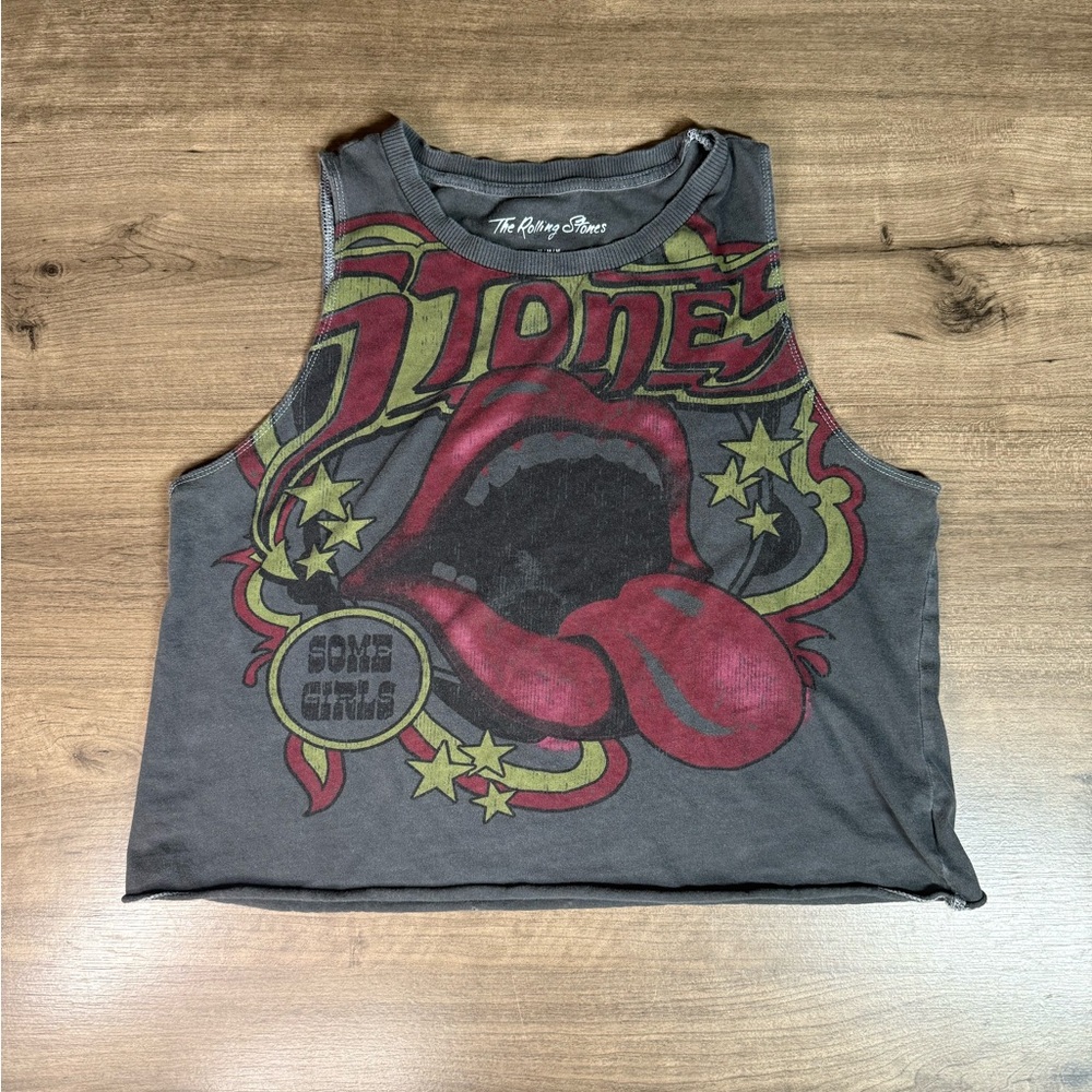 American Eagle The Rolling Stones Womens/Girls Cut Off Mid Drift Tank Top Medium